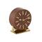 Faux Leather Round Decorative Clock with Rectangular Base